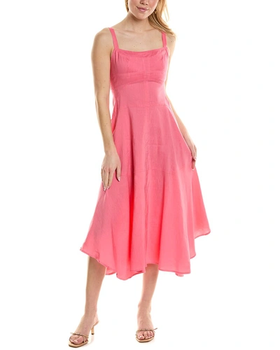 Shop A.l.c A. L.c. Harlow Linen-blend Midi Dress In Pink