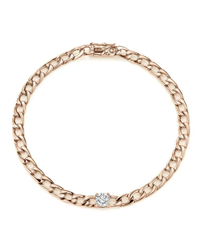 Shop Anita Ko 18k Yellow Gold Plain Chain-link Bracelet With Diamond Center In 15 Rose Gold