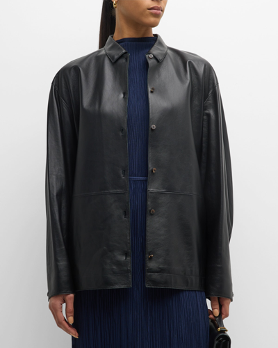 Shop Le17septembre Belted Leather Jacket In Black