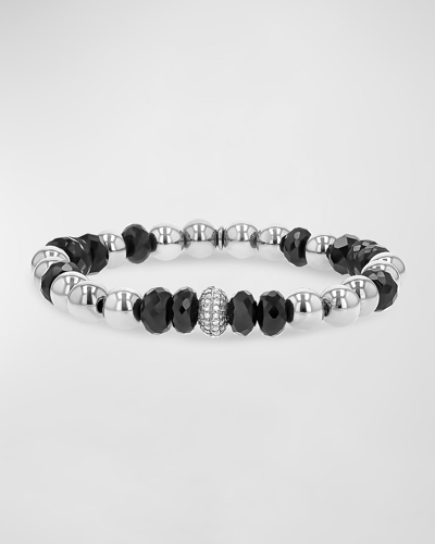 Shop Sheryl Lowe Spinel And Sterling Silver Beaded Bracelet With Diamonds In 10 Black