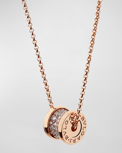 Shop Bvlgari B. Zero1 18k Rose Gold Diamond Charm Necklace In 10 White Gold