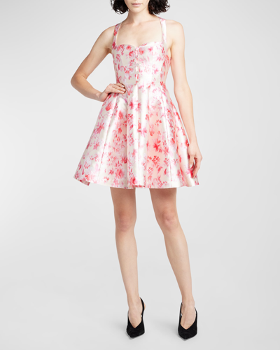 Shop Philosophy Di Lorenzo Serafini Floral Sleeveless A-line Mini Dress In Violet Multi