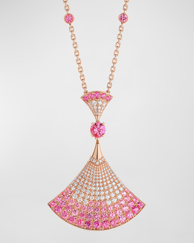 Shop Bvlgari Divas Dream Ombre Pink Sapphire, Ruby, And Diamond Necklace In 15 Rose Gold