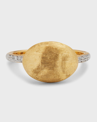Shop Marco Bicego Siviglia Horizontal Ring With Diamonds In 05 Yellow Gold