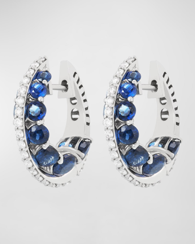 Shop Miseno Procida 18k White Gold Earrings With White Diamonds And Blue Sapphires In 10 White Gold