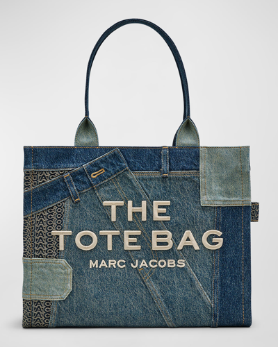Marc Jacobs Women's The Deconstructed Denim Large Tote Bag In Indigo Multi
