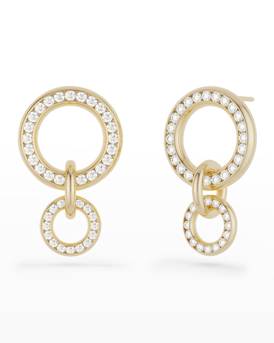 Shop Spinelli Kilcollin White Gold 3-link Earrings With White Diamonds In 35 Mixed Metal