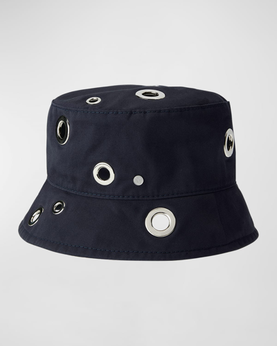 Shop Maison Michel Axel All-over Eyelet Bucket Hat In Dark Navy