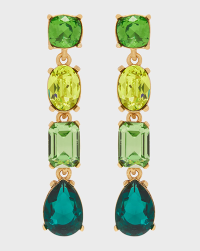 Shop Oscar De La Renta Large Gallery Earrings In Green Multi