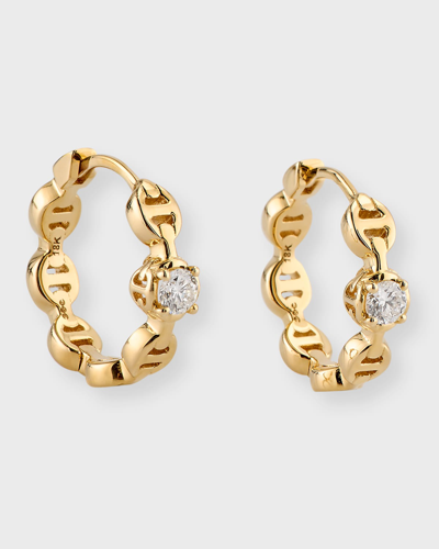 Shop Hoorsenbuhs 18k Yellow Gold 12mm Tri Link Huggie Earrings With Diamonds In 05 No Stone