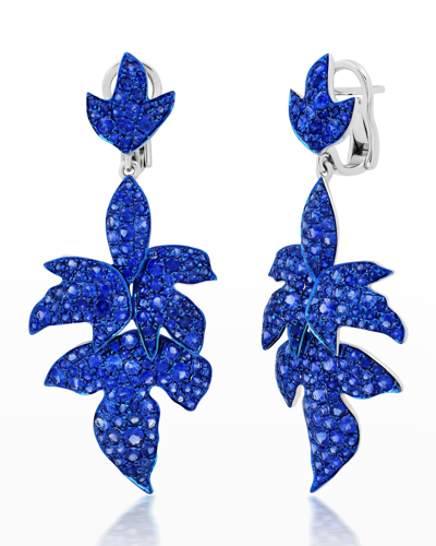 Shop Graziela Gems Blue Sapphire Pave Dangle Earrings In 35 Mixed Metal