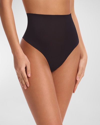 Commando Feather Light Control High Waist Thong In Blk-black