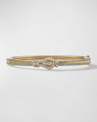 Shop David Yurman Thoroughbred Loop Bracelet With Full Pave Diamonds In 18k Gold, 4.5mm In 60 Multi-colored
