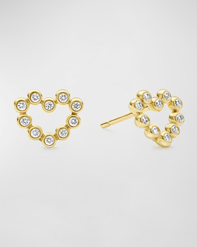 Shop Lagos 18k Gold And Diamond Petite Heart Stud Earrings In 05 No Stone