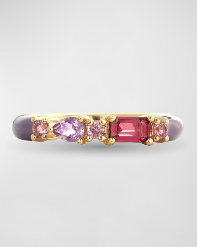 Shop Stevie Wren Gemstone Enamel Ring In Purple