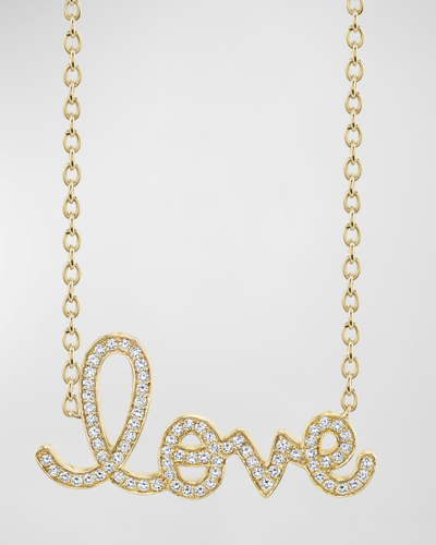 Shop Sydney Evan Xl Diamond Love Necklace In 14k Yellow Gold In 40 White