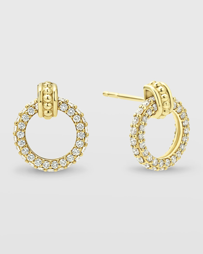 Shop Lagos 18k Caviar Gold Diamond 10mm Circle Drop Earrings In 40 White
