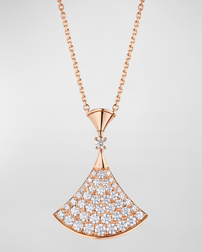Shop Bvlgari Divas' Dream Diamond Pendant Necklace In 18k Rose Gold In 15 Rose Gold