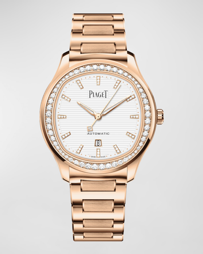 Shop Piaget Polo 36mm 18k Rose Gold Diamond Bracelet Watch In 15 Rose Gold
