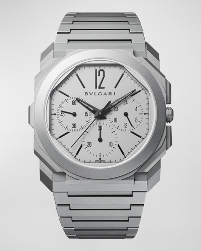 Shop Bvlgari Men's 42mm Octo Finissimo Chronograph Watch In Titanium