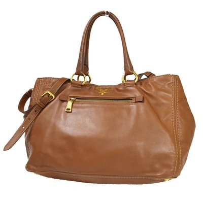 Shop Prada Leather Shoulder Bag () In Brown