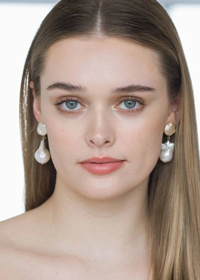 Shop Jennifer Behr Moira Earrings In Pearl In Beige