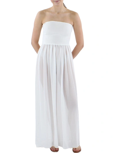 Shop Ramy Brook Womens Smocked Side Slit Maxi Dress In White