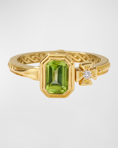 Shop Konstantino Peridot And White Diamond Ring In 60 Multi-colored