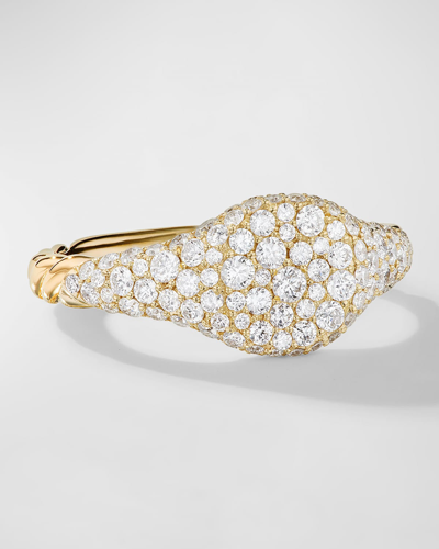 David Yurman Sculpted Cable Pinky Ring With Diamonds In 18k Gold, 7mm