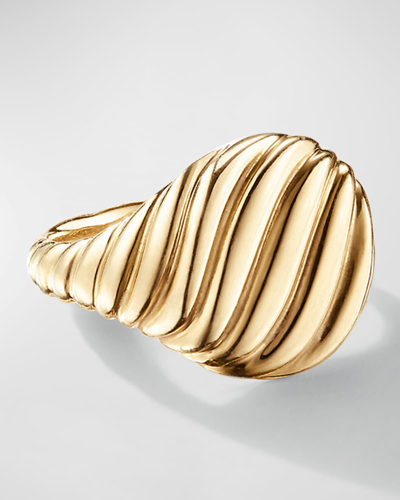 Shop David Yurman Sculpted Cable Pinky Ring In 18k Gold, 13mm In 05 No Stone