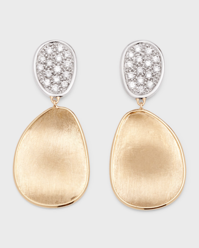 Shop Marco Bicego Lunaria Two-drop Diamond Earrings In 05 Yellow Gold