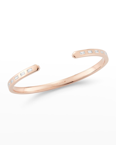 Shop Walters Faith Ottoline Rose Gold Narrow Cuff With Gypsy-set Baguette Diamonds In 40 White