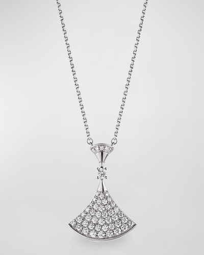 Shop Bvlgari Divas' Dream Diamond Pendant Necklace In 18k White Gold In 10 White Gold