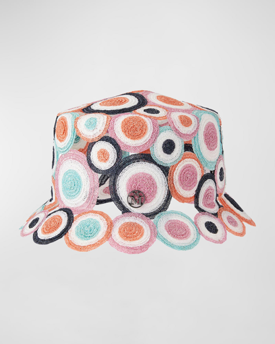 Shop Maison Michel Arsene Circle Hemp Bucket Hat In Multi