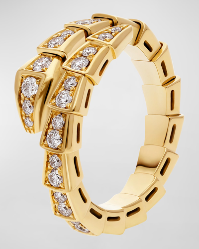 Shop Bvlgari Serpenti Viper Ring In Yellow Gold And Diamonds, Eu 58 / Us 8.5 In 05 Yellow Gold
