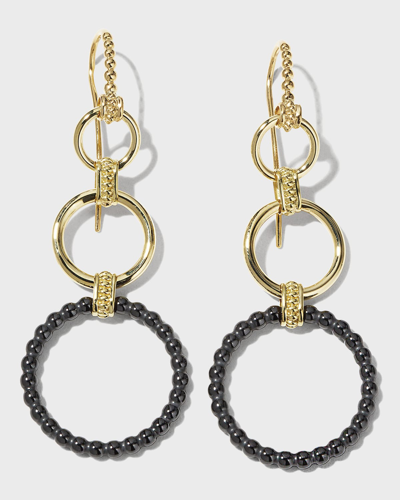 Shop Lagos 18k Gold Caviar Drop Earrings W/ Black Ceramic