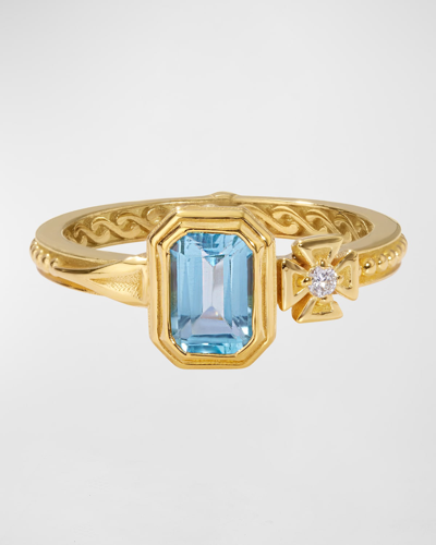 Shop Konstantino Peridot And White Diamond Ring In 15 Blue