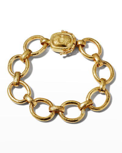 Shop Elizabeth Locke 19k Gold Link Bracelet With Fat Bee Clasp In 05 Yellow Gold