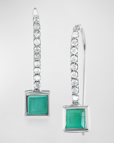 Shop Sheryl Lowe Emerald Drop French Hook Earrings With Diamonds In 20 Green