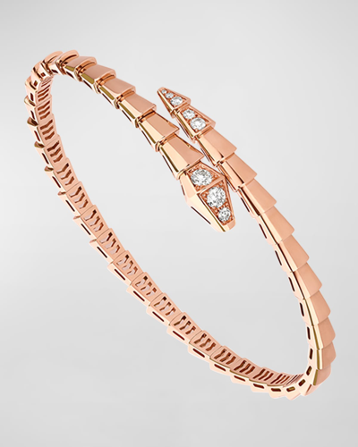 Shop Bvlgari Serpenti Viper Bracelet In 18k Rose Gold And Diamonds In 15 Rose Gold