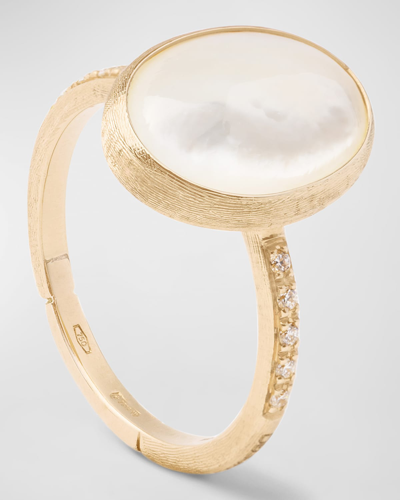 Shop Marco Bicego 18k Siviglia Mother-of-pearl Ring With White Diamonds In 05 Yellow Gold