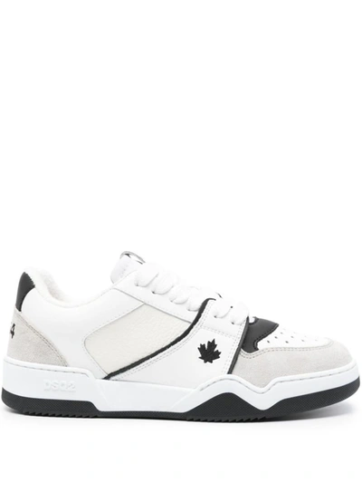 Shop Dsquared2 Spiker Leather Sneakers In Black