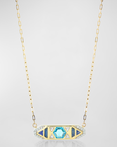 Shop Stevie Wren 18k Honeycomb Gem Inlay Necklace In Blue
