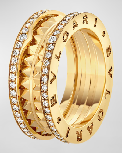 Shop Bvlgari B. Zero1 Yellow Gold Diamond Edge Ring, Eu 57 / Us 8
