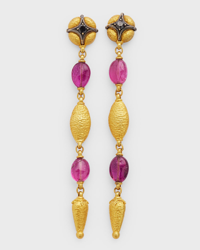 Shop Konstantino 18k Gold Topaz And Tourmaline Drop Earrings In 60 Multi-colored