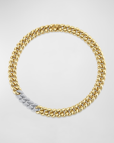 Shop Sydney Evan 14k Two-tone Diamond Curb Chain Necklace In 45 Yellow