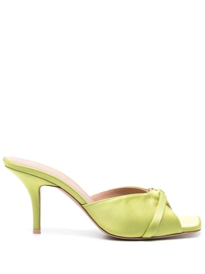 Shop Malone Souliers Patricia 70 Satin Heel Mules In Green