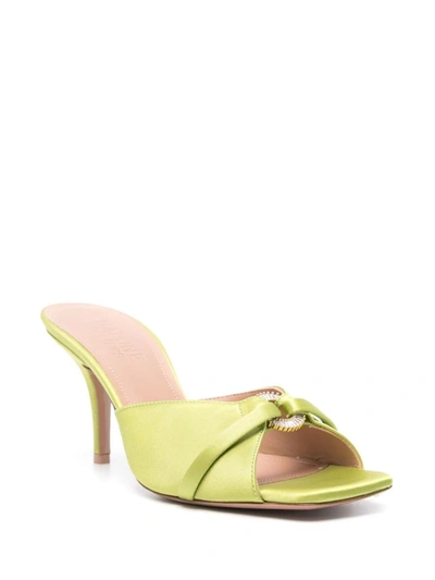 Shop Malone Souliers Patricia 70 Satin Heel Mules In Green