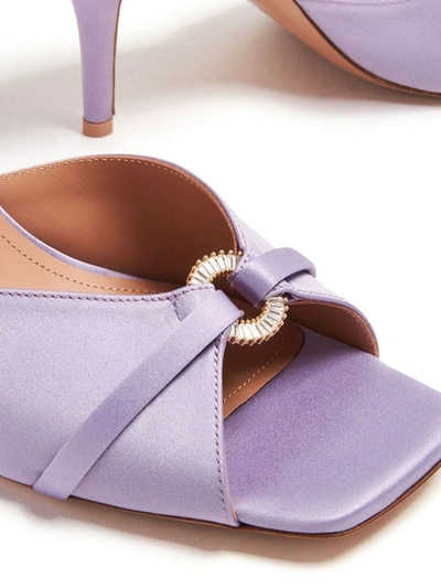 Shop Malone Souliers Patricia 70 Satin Heel Mules In Lilac