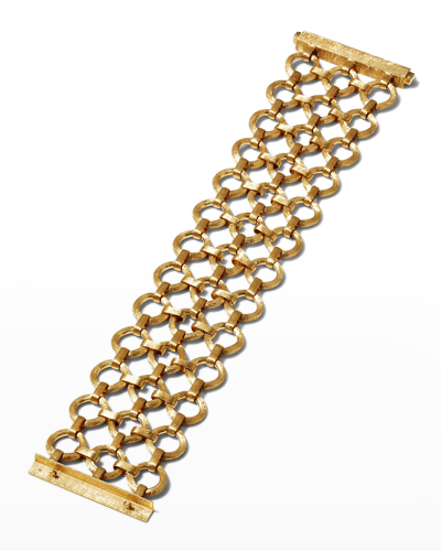 Shop Marco Bicego 18k Jaipur Yellow Gold Three-row Flat Link Bracelet In 05 Yellow Gold